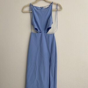 Boatneck Side Cutout Midi Dress